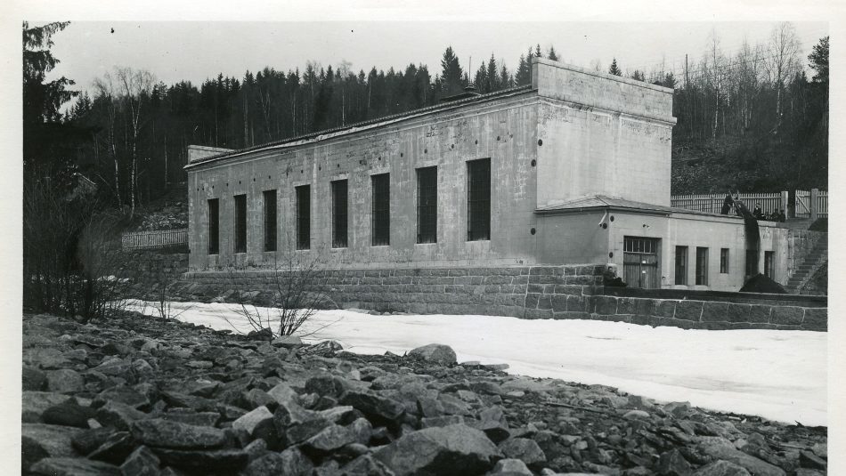 svart-hvitt-bilde av Hammeren vannkraftverk