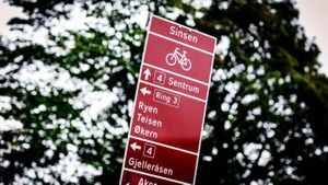 Skilt som viser til sykkelveier
