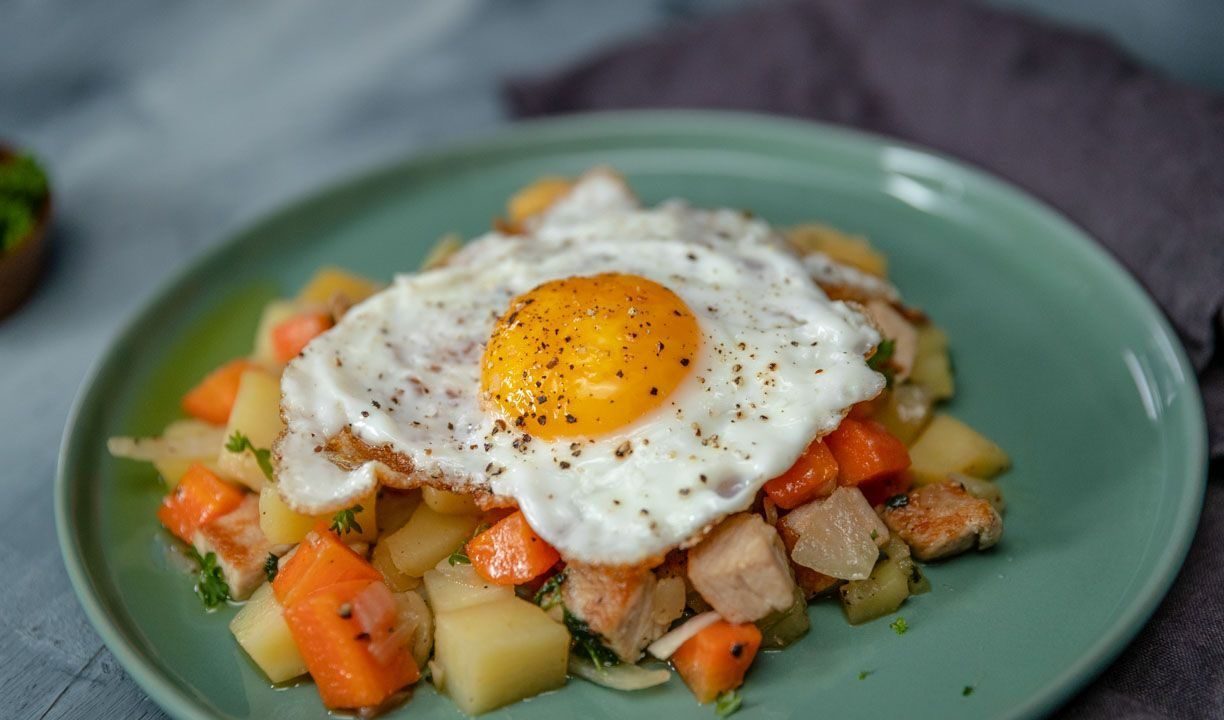 Restemat med kalkun: pytt i panne