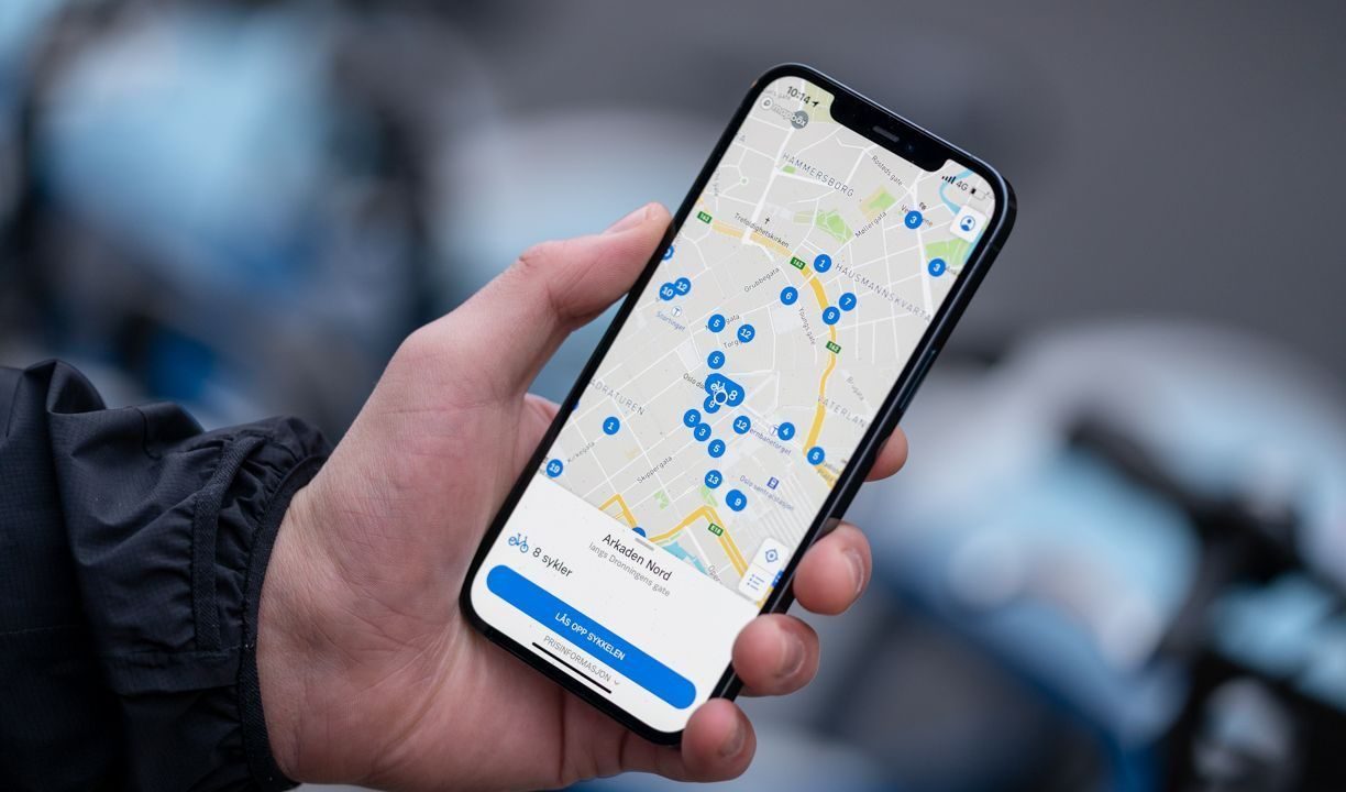 mobil med app for bysyklene
