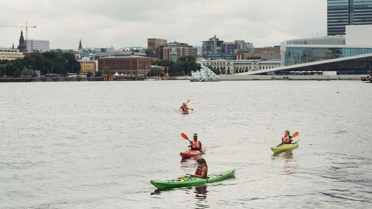 leie kajakk, båt, på fjorden